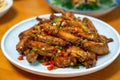 A delicious Chinese home cooking dish, Braised Chicken Wings in Sauce Royalty Free Stock Photo