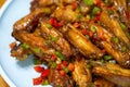 A delicious Chinese home cooking dish, Braised Chicken Wings in Sauce Royalty Free Stock Photo