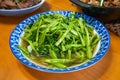 A delicious Chinese home-style dish, fried water spinach Royalty Free Stock Photo