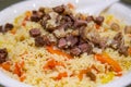 A delicious Chinese Xinjiang dish, mutton hand pilaf