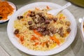 A delicious Chinese Xinjiang dish, mutton hand pilaf