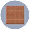 Delicious chocolate bar icon in circle, illustration in flat design Royalty Free Stock Photo