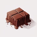 Delicious Chocolate Bar With Melting Sauce - Graphic Illustrations