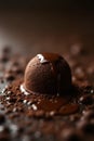 delicious chocolate bonbon with chocolate topping Royalty Free Stock Photo