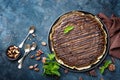 Delicious chocolate brownie cake with walnuts Royalty Free Stock Photo