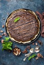 Delicious chocolate brownie cake with walnuts Royalty Free Stock Photo