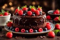 Delicious Chocolate Cake Adorned with Fresh Berries - Irresistible Treat