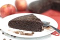 Delicious chocolate cake with Coffee Beans in white plate Royalty Free Stock Photo