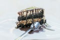Delicious chocolate cake pie with peanuts Royalty Free Stock Photo
