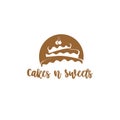 Delicious chocolate cake vector illustration.