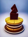 delicious three layer cake on wooden table