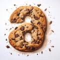 Delicious Chocolate Chip Cookies In Number 6 Shape Royalty Free Stock Photo