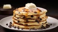 Delicious chocolate chip pancakes with buttery goodness