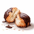 Delicious Chocolate Coconut Pastry With Realistic Illustrations Royalty Free Stock Photo
