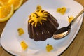 Delicious chocolate dessert with orange slices Royalty Free Stock Photo