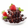 Delicious Chocolate Fondue Brownies With Strawberry Drizzle