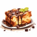 Delicious Chocolate French Toast Dessert With Artistic Chocolate Drizzle Royalty Free Stock Photo