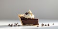 delicious chocolate pie slice topped with frosting and chocolate chips Royalty Free Stock Photo