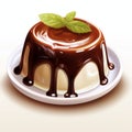 Delicious Chocolate Pudding Dish With Mint Leaves