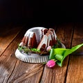 Delicious chocolate spring cake Royalty Free Stock Photo