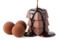 Delicious chocolate truffles stacked isolated on white background Royalty Free Stock Photo