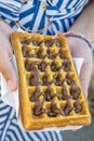 Delicious chocolate waffle Royalty Free Stock Photo
