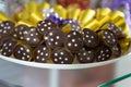 Delicious chocolates on a store window Royalty Free Stock Photo