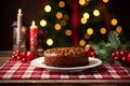 Delicious Christmas cake, AI generated