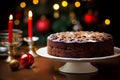 Delicious Christmas cake, AI generated