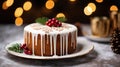 Delicious Christmas cake, AI generated