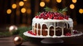 Delicious Christmas cake, AI generated