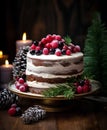 Delicious Christmas cake, AI generated