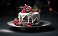 Delicious Christmas cake, AI generated