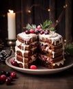 Delicious Christmas cake, AI generated