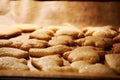 Delicious Christmas cookies baked in the oven and lie on the cooking paper Royalty Free Stock Photo