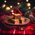 Delicious Christmas fudge with decoration, AI generated