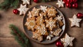 Delicious Christmas gingerbread a group , snack Christmas tree festive branch biscuit dessert food