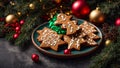 Delicious Christmas group gingerbread a , snack Christmas tree festive branch biscuit dessert food