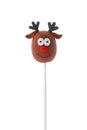 Delicious Christmas reindeer cake pop isolated on white Royalty Free Stock Photo