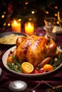 Delicious Christmas roasted turkey, AI generated Royalty Free Stock Photo