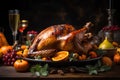 Delicious Christmas roasted turkey, AI generated