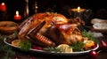 Delicious Christmas roasted turkey, AI generated