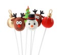 Delicious Christmas themed cake pops isolated on white Royalty Free Stock Photo