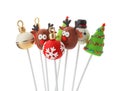 Delicious Christmas themed cake pops isolated on white Royalty Free Stock Photo