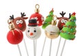 Delicious Christmas themed cake pops isolated on white Royalty Free Stock Photo