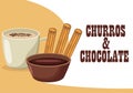 Delicious churros and chocolate food