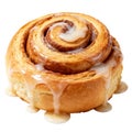 Delicious cinnamon roll bun with sweet icing glaze, warm pastry Royalty Free Stock Photo