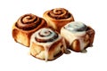 Delicious Cinnamon Rolls with Icing on a White Background Royalty Free Stock Photo