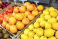 Delicious citrus fruits at market