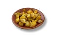 Delicious classic baked fried potatoes with vegetables